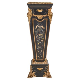 Empire Style Marble Top Pedestal with Pietra Dura Decoration