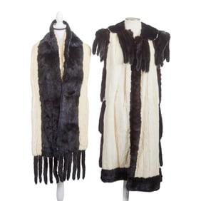 Black and White Fur Cape and Stole