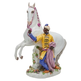 Meissen Porcelain Figural Group of Horse and Attendant