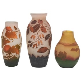 Three Cameo Glass Vases, Including Arsall