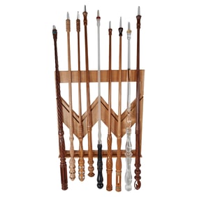 Steven Mines Maple Rack with Nine Turned, Acrylic, Aluminum, Stone Canes