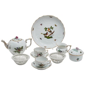 Herend Porcelain Tea Articles in Pine and Bird Pattern