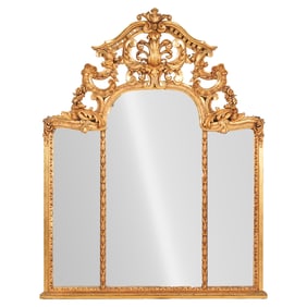 Baroque Style Carved Giltwood Three Panel Mirror