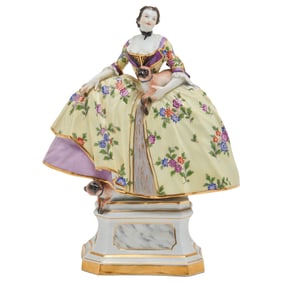Meissen Porcelain Figure of the Lady of the Order of Pug Dogs