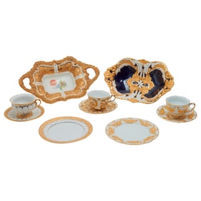 Meissen Porcelain Tableware Articles including Blue Ground