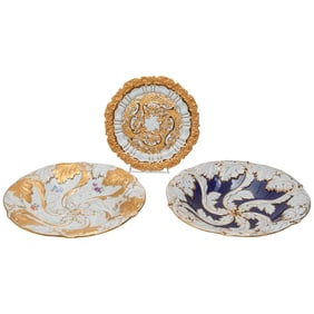 Three Meissen Porcelain Presentation Prunkschale Serving Bowls and Cabinet Plate