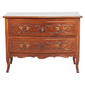 Louis XV Style Walnut Bow Front Commode