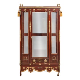 Empire Style Mahogany Vitrine with Metal Mounts