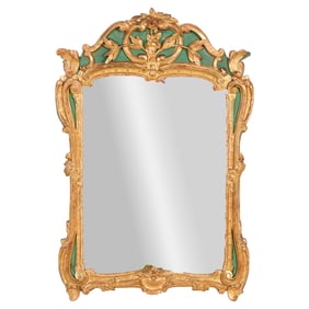 Louis XV Style Carved Giltwood and Painted Trumeau Wall Mirror