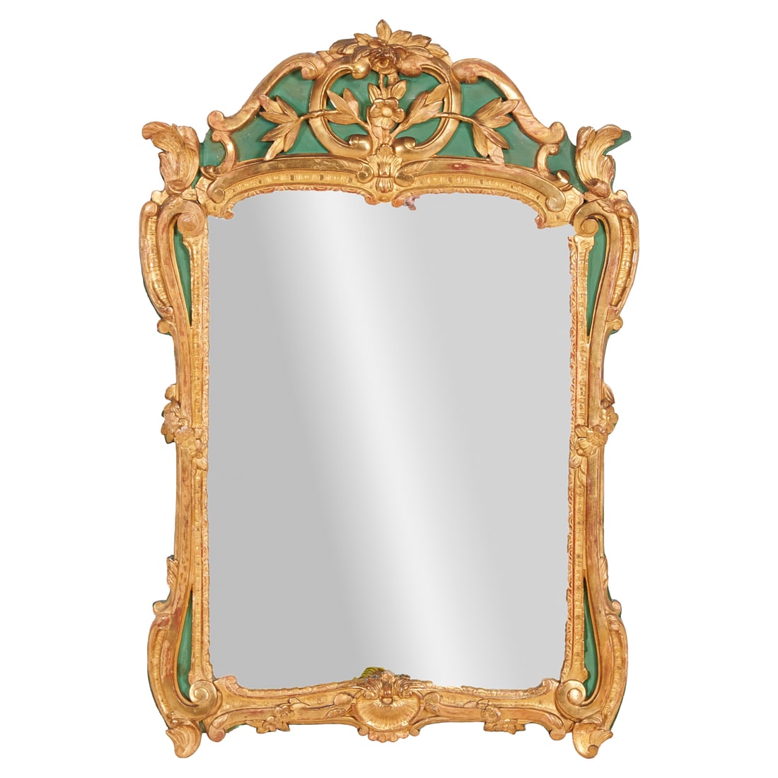 Louis XV Style Carved Giltwood and Painted Trumeau Wall Mirror (1 of 3)