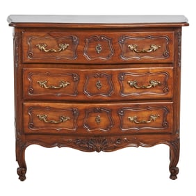 Louis XV Provincial Style Walnut Serpentine Front Commode
