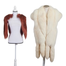 Two Furs: A White Angora Rabbit Stole and A Capelet