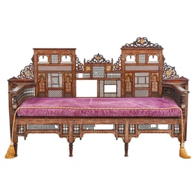 Syrian Carved and Inlaid Sofa