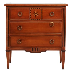 French Marjolet Neoclassical Style Walnut Parquetry Commode
