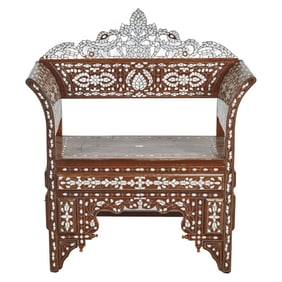 Mahogany Inlaid Howdah Seat