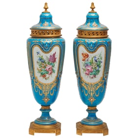 Sevres Style Porcelain Cassoulet Vases