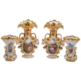 Two Pairs of Limoges Porcelain Mantle Vases