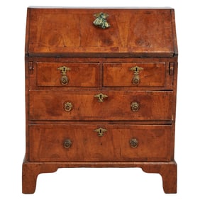 Georgian Burl Mahogany Slant Front Desk