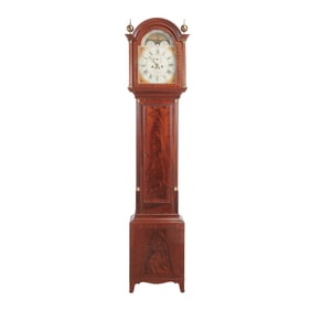 Federal Mahogany Tall Case Clock with Works by John Lynch Baltimore