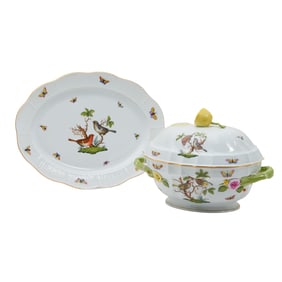 Herend Rothschild Bird Tureen and Underplate