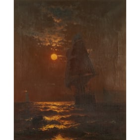 Mauritz F. H. De Haas, Moonlight Seascape, Oil on Canvas