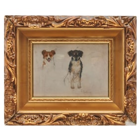 Grace Carpenter Hudson, Study of Dogs, Oil on Board