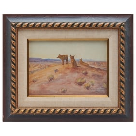 Leonard Howard Reedy, Coyotes in Desert, Watercolor