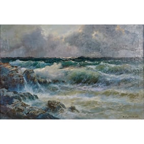 Alexander Dzigurski, Crashing Waves, Oil on Canvas