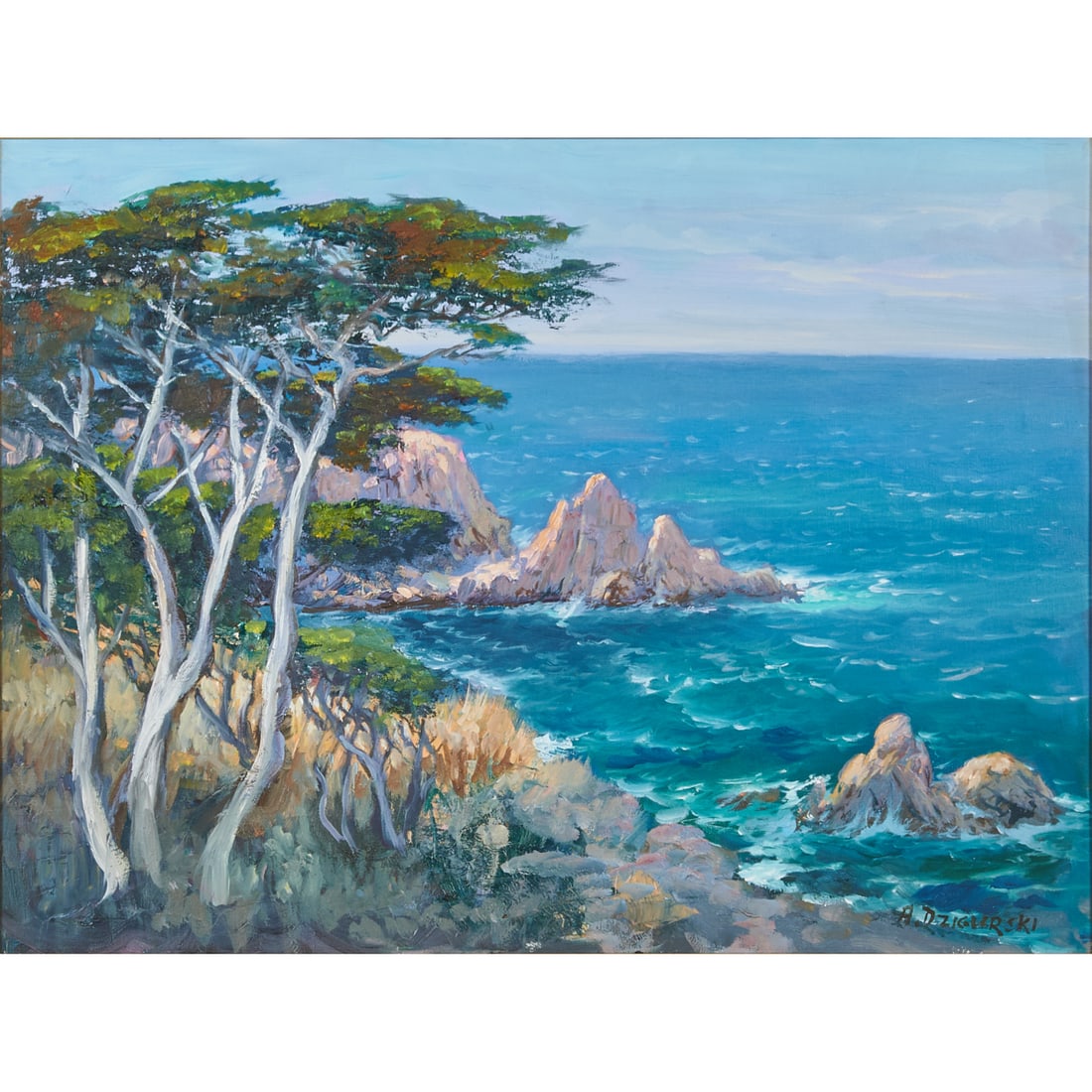 Alexander Dzigurski, Silver Breakers, Oil on Canvas: Alexander Dzigurski (American/Yugoslavian, 1911-1995), Silver Breakers, oil on canvas, [approximate dimensions - canvas: 18" H x 25" W], signed lower right;artist stamped atverso:"Copyright Reserved b