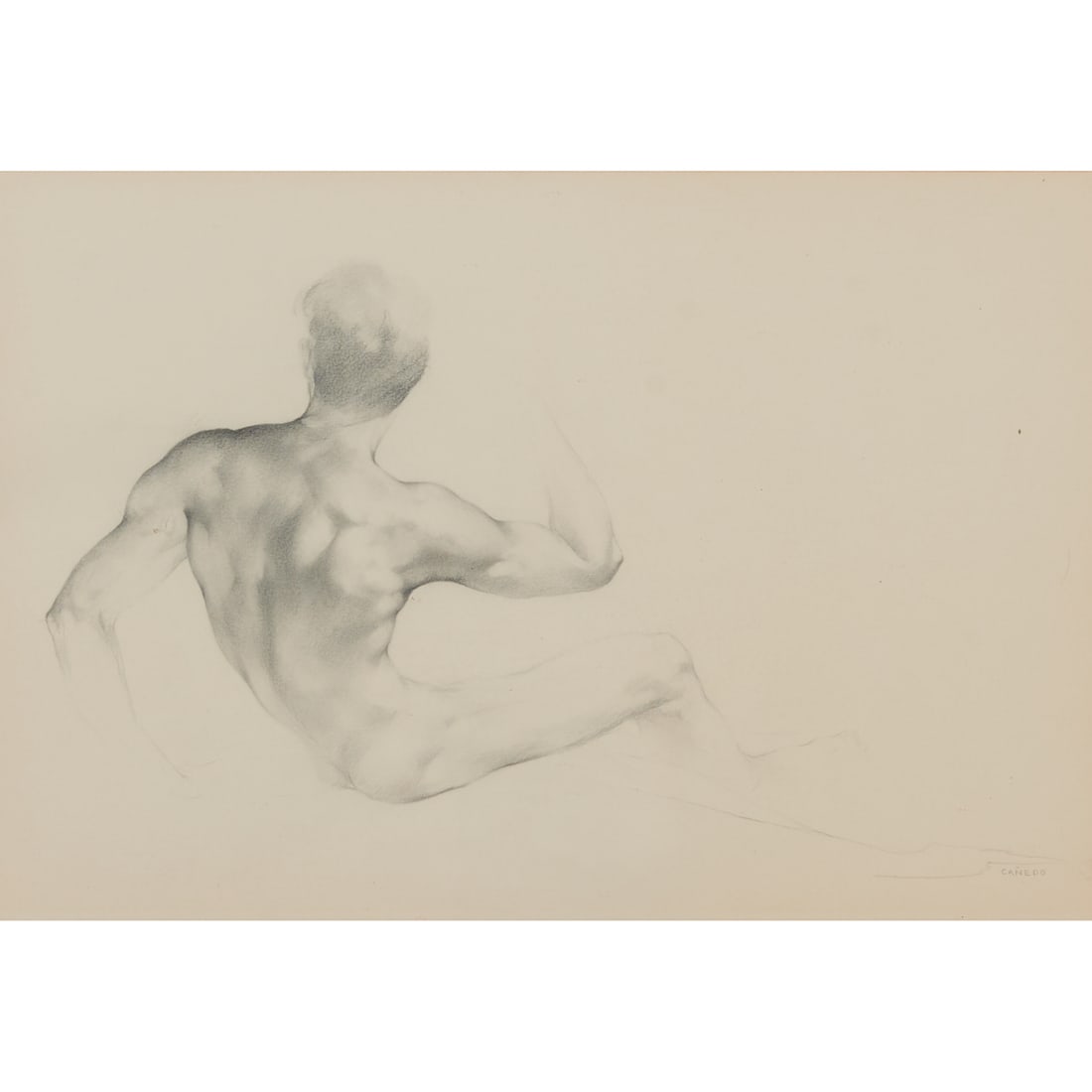 Alexander Canedo, Nude, Drawing: Alexander (Alejandro de) Canedo (Mexican, 1902 - 1978), Nude, graphite on paper,[approximate dimensions - sight: 8 1/2" H x 11 7/8" W], signed lower right.