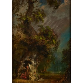 Attr. to James Stark, Figures in Tree, Oil on Panel