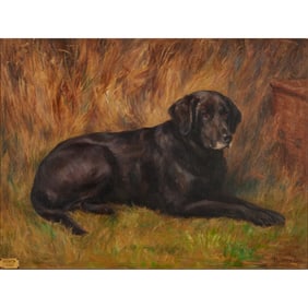 Florence Jay, Punch the Black Labrador, Oil on Canvas