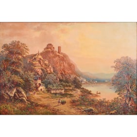 Continental School, Landscape with Castle, Oil on Canvas