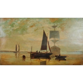 Hermanus Barend Koekkoek, Sailboats, Oil on Canvas