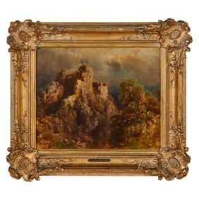 August Piepenhagen, Castle Ruin, Oil on Paper