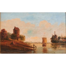Attr. to Alois Von Saar, Landscape, Oil on Board
