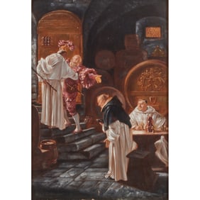 Style of Eduard Von Grutzner, Genre Scene, Oil on Board