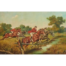 Herman Friling, Foxhunt, Oil on Canvas
