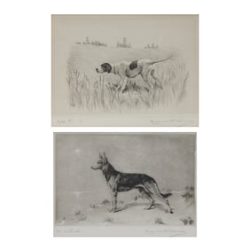 Marguerite Kirmse , Dogs, Two Etchings