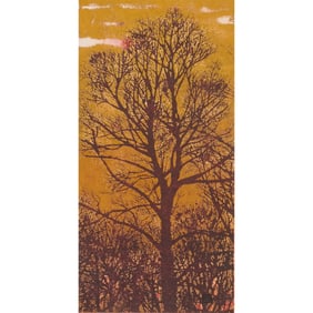 Joichi Hoshi, Evening Tree, Woodblock