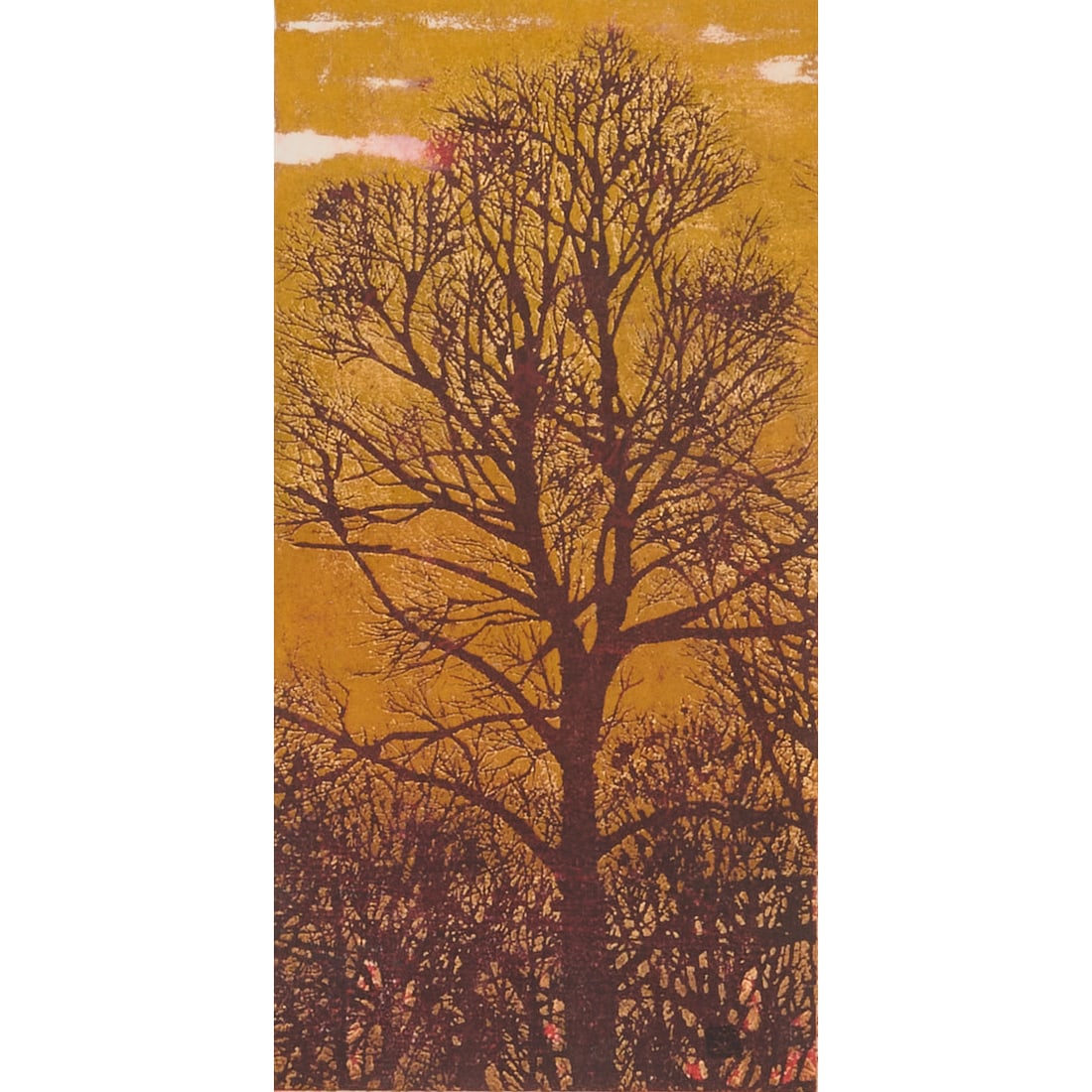 Joichi Hoshi, Evening Tree, Woodblock (1 of 4)