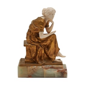 Else Furst, Seated Woman, Bronze on Marble
