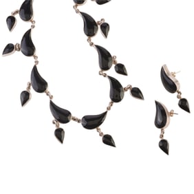 Mexican Black Onyx, Silver Jewelry Suite