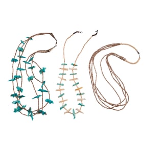 Collection of Three Native American Fetish Necklaces
