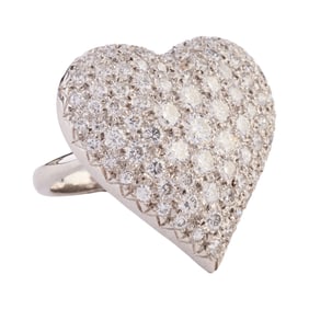 Diamond, 18k White Gold Heart Ring