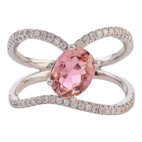 Morganite, Diamond, 18k White Gold Ring