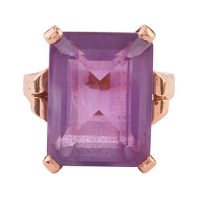 Retro Amethyst, 14k Rose Gold Ring