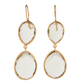Pair of Green Quartz, Vermeil Earrings