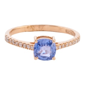 Sapphire, Diamond, 14k Yellow Gold Ring