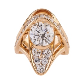 Diamond, 18k Yellow Gold Ring